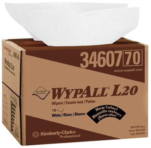 WypAll - L20 Dry General Purpose Wipes - Brag Box/Double Top Box, 16-3/4" x 12-1/2" Sheet Size, White - USA Tool & Supply