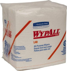 WypAll - L40 1/4 Fold General Purpose Wipes - Poly Pack, 13" x 12-1/2" Sheet Size, White - USA Tool & Supply