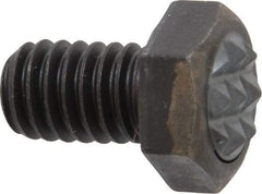 Fairlane - Serrated Tooth, 5/16-18, 1/2" Shank Length, 1/2" Thread Length, Black Oxide Finish, Hex Head, Adjustable Positioning Gripper - 3/8" Pad Diam, 1/2" Hex, 1/4" Head Height, Fine Tooth Grade - USA Tool & Supply