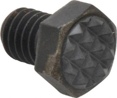 Fairlane - Serrated Tooth, 3/8-16, 1/2" Shank Length, 1/2" Thread Length, Black Oxide Finish, Hex Head, Adjustable Positioning Gripper - 1/2" Pad Diam, 9/16" Hex, 9/32" Head Height, Fine Tooth Grade - USA Tool & Supply