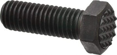 Fairlane - Serrated Tooth, 1/2-13, 1-1/2" Shank Length, 1-1/2" Thread Length, Black Oxide Finish, Hex Head, Adjustable Positioning Gripper - 5/8" Pad Diam, 3/4" Hex, 23/64" Head Height, Fine Tooth Grade - USA Tool & Supply