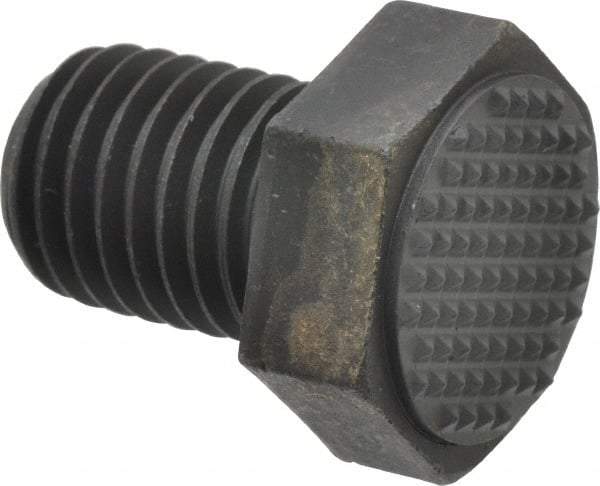 Fairlane - Serrated Tooth, 3/4-10, 1" Shank Length, 1" Thread Length, Black Oxide Finish, Hex Head, Adjustable Positioning Gripper - 1" Pad Diam, 1-1/8" Hex, 1/2" Head Height, Extra Fine Tooth Grade - USA Tool & Supply