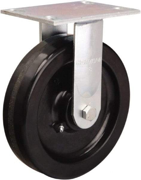 Hamilton - 8" Diam x 2" Wide x 9-1/2" OAH Top Plate Mount Rigid Caster - Phenolic, 900 Lb Capacity, Straight Roller Bearing, 4-1/2 x 6-1/4" Plate - USA Tool & Supply