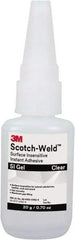 3M - 0.71 oz Tube Clear Instant Adhesive - Series Part Number SI Gel, 30 to 60 sec Working Time, 24 hr Full Cure Time - USA Tool & Supply