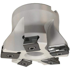 Iscar - 5 Inserts, 2-1/2" Cut Diam, 3/4" Arbor Diam, 0.118" Max Depth of Cut, Indexable Square-Shoulder Face Mill - 0/90° Lead Angle, 1-3/4" High, HTP LNHT 1606 Insert Compatibility, Through Coolant, Series TangPlunge - USA Tool & Supply