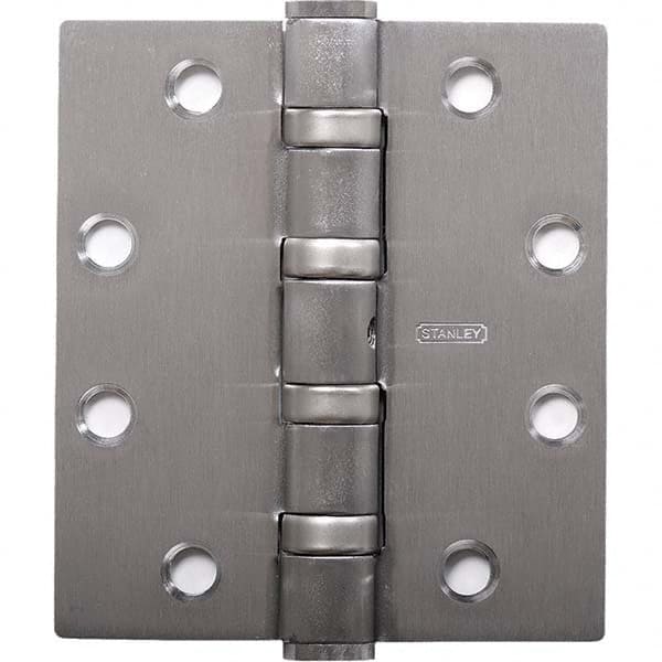 Stanley - 5" Long x 5" Wide Grade 1 304 Stainless Steel Full Mortise Ball Bearing Commercial Hinge - USA Tool & Supply