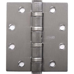Stanley - 5" Long x 5" Wide Grade 1 304 Stainless Steel Full Mortise Ball Bearing Commercial Hinge - USA Tool & Supply