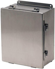 Cooper B-Line - Stainless Steel Standard Enclosure Hinge Flat Cover - NEMA 4, 12, 13, 3RX, 4X, 10" Wide x 12" High x 6" Deep, Corrosion Resistant, Dust-tight, Rainproof & Watertight - USA Tool & Supply