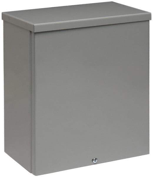 Cooper B-Line - Steel Junction Box Enclosure Screw Flat Cover - NEMA 3R, 12" Wide x 12" High x 6" Deep, Rainproof - USA Tool & Supply