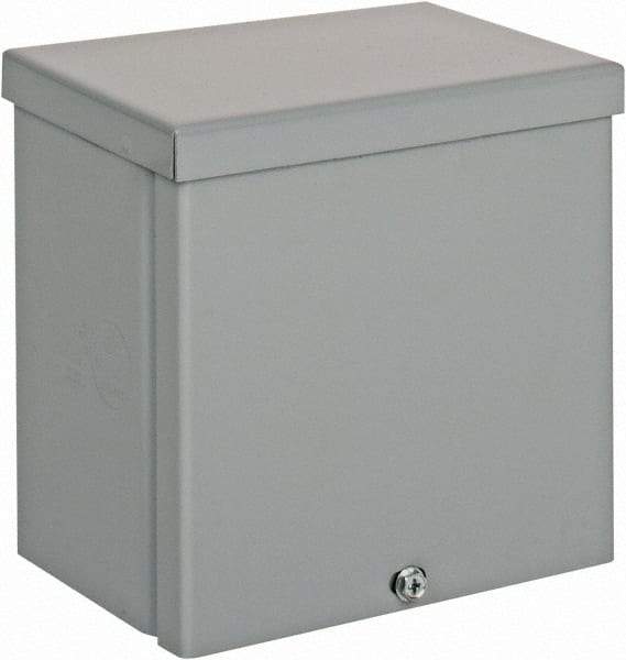 Cooper B-Line - Steel Junction Box Enclosure Screw Flat Cover - NEMA 3R, 6" Wide x 6" High x 4" Deep, Rainproof - USA Tool & Supply