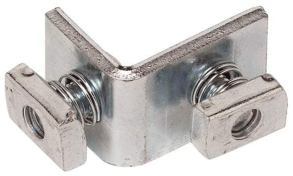 Cooper B-Line - Zinc Plated Carbon Steel 90° Preassembled Strut Fitting - 1/2" Bolt, 2 Holes, Used with Cooper B Line Channel & Strut (All Sizes Except B62 & B72) - USA Tool & Supply