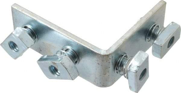 Cooper B-Line - Zinc Plated Carbon Steel 90° Preassembled Strut Fitting - 1/2" Bolt, 4 Holes, Used with Cooper B Line Channel & Strut (All Sizes Except B62 & B72) - USA Tool & Supply