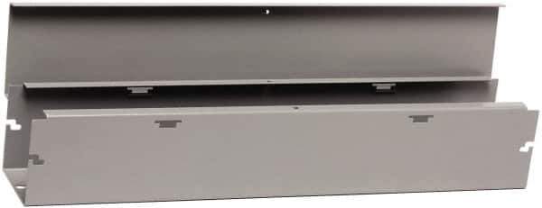 Cooper B-Line - 6" High x 152mm Wide x 48" Long, Screw Mount Solid Wall Wire Duct - Gray, 15 (Bottom) & 15 (Top) Knockouts, Hinged Cover, Steel - USA Tool & Supply