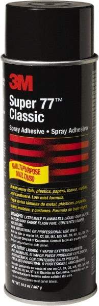 3M - 24 oz Aerosol Clear Spray Adhesive - High Tack, 150°F Heat Resistance, Low Strength Bond, Series 77 - USA Tool & Supply