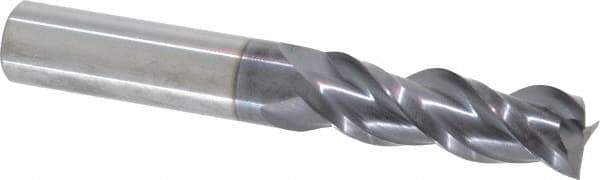 ProMax - 1/2", 1-1/2" LOC, 1/2" Shank Diam, 3-1/2" OAL, 3 Flute, Solid Carbide Square End Mill - Single End, AlTiN Finish, Spiral Flute, 40° Helix, Centercutting, Right Hand Cut, Right Hand Flute, Series 109 - USA Tool & Supply