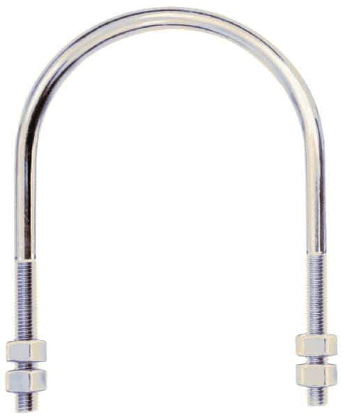 Gibraltar - 3/4-10 UNC, 13-13/16" Long, Round U Bolt Clamp with No Mount Plate for 10" Pipe - 4" Thread Length, 10-7/8" Wide, Grade C-1010 Steel - USA Tool & Supply