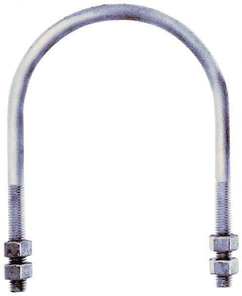 Gibraltar - 3/4-10 UNC, 13-13/16" Long, Round U Bolt Clamp with No Mount Plate for 10" Pipe - 4" Thread Length, 10-7/8" Wide, Grade C-1010 Steel - USA Tool & Supply