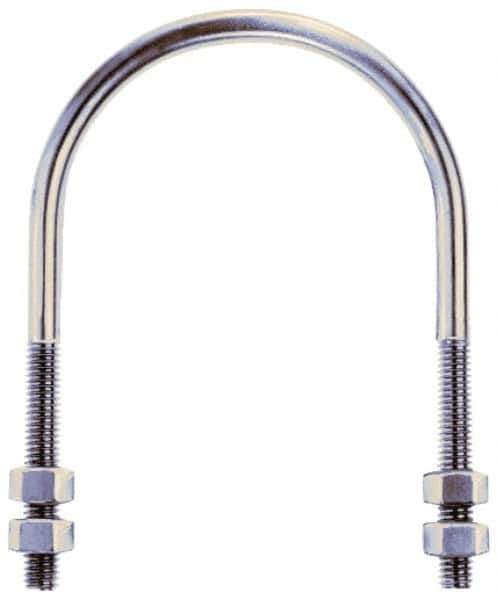 Gibraltar - 3/4-10 UNC, 13-13/16" Long, Round U Bolt Clamp with No Mount Plate for 10" Pipe - 4" Thread Length, 10-7/8" Wide, Grade 304 Stainless Steel - USA Tool & Supply