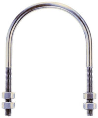Gibraltar - 5/8-11 UNC, 11-1/8" Long, Round U Bolt Clamp with No Mount Plate for 8" Pipe - 3-3/4" Thread Length, 8-3/4" Wide, Grade 304 Stainless Steel - USA Tool & Supply