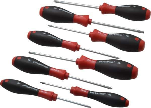 Wiha - 8 Piece Torx Screwdriver Set - Bit Sizes: Torx T6, T8, T10, T15, T20, T25, T27 & T30 - USA Tool & Supply