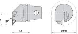 Kennametal - Left Hand Cut, Size KM32, V.. Insert Compatiblity, Internal Modular Turning & Profiling Cutting Unit Head - 27mm Ctr to Cutting Edge, 35mm Head Length, Through Coolant, Series Top Notch - USA Tool & Supply