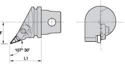 Kennametal - Right Hand Cut, Size KM32, VBMR Insert Compatiblity, External Modular Turning & Profiling Cutting Unit Head - 22mm Ctr to Cutting Edge, 35mm Head Length, Through Coolant, Series Top Notch - USA Tool & Supply