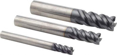Iscar - 1/4 to 1/2", 4 Flute Roughing Square End Mill Set - TiAlN Coating, Solid Carbide, Single End, 1/4, 3/8, 1/2" Shank Diam - USA Tool & Supply