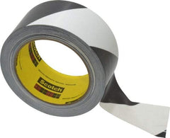 3M - Black & White Striped Vinyl Tape - 2" Wide x 108' Long x 5.4 mil Thick, General Traffic - USA Tool & Supply