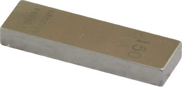 Mitutoyo - 0.15" Rectangular Steel Gage Block - Accuracy Grade 0, Includes Certificate of Inspection - USA Tool & Supply