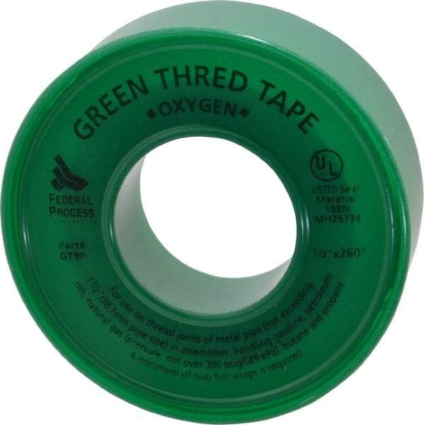 Federal Process - 1/2" Wide x 260" Long Oxygen Pipe Repair Tape - 3.7 mil Thick, -450 to 550°F, Green - USA Tool & Supply