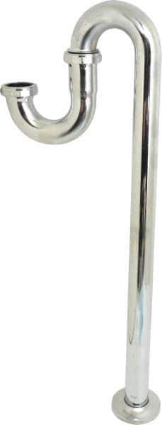 Federal Process - 1-1/4 Outside Diameter, 17 Gauge, S Trap with Floor Pipe - Chrome Coated, Brass - USA Tool & Supply