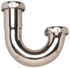 Federal Process - 1-1/2 Outside Diameter, 17 Gauge, P Trap J Bend Only - Chrome Coated, Brass - USA Tool & Supply