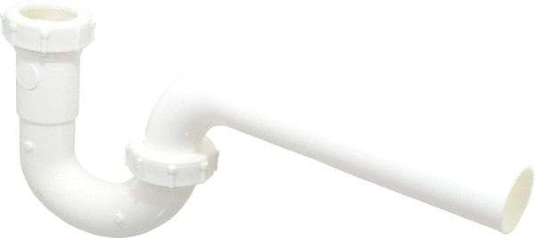 Federal Process - 1-1/4 Outside Diameter, P Trap with Wall Pipe - White, PVC - USA Tool & Supply