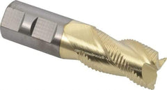 ProMax - 1" Diam, Coarse Pitch, 1-3/4" LOC, 3 Flute Solid Carbide 0.055-0.065" Corner Radius Roughing End Mill - ZrN Finish, 4" OAL, 1" Shank Diam, Single End, Centercutting, 40° Helix - USA Tool & Supply