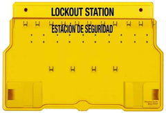 Master Lock - 1 Piece, Empty Polycarbonate Padlock Station - 22 Inch Wide x 15-1/2 Inch High x 1-3/4 Inch Deep, Yellow, Covered - USA Tool & Supply