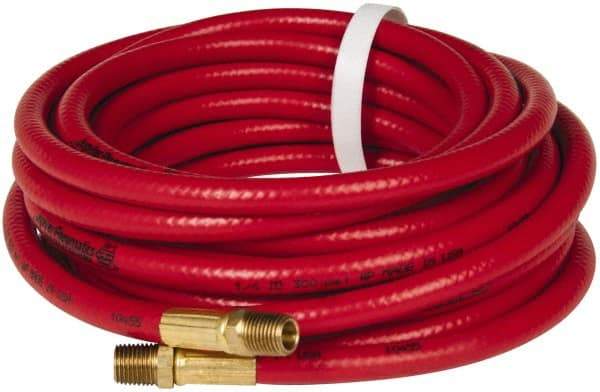 PRO-SOURCE - 3/8" ID x 19/32" OD 25' Long Multipurpose Air Hose - MNPT x MNPT Ends, 300 Working psi, 23 to 150°F, 1/4" Fitting, Red - USA Tool & Supply