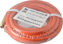 PRO-SOURCE - 1/4" ID x 15/32" OD 25' Long Multipurpose Air Hose - MNPT x MNPT Ends, 300 Working psi, 23 to 150°F, 1/4" Fitting, Orange - USA Tool & Supply