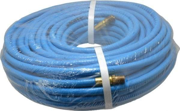 PRO-SOURCE - 1/4" ID x 15/32" OD 100' Long Multipurpose Air Hose - MNPT x MNPT Ends, 300 Working psi, 23 to 150°F, 1/4" Fitting, Blue - USA Tool & Supply