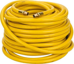 PRO-SOURCE - 3/8" ID x 19/32" OD 100' Long Multipurpose Air Hose - MNPT x MNPT Ends, 300 Working psi, 23 to 150°F, 1/4" Fitting, Yellow - USA Tool & Supply