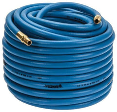 PRO-SOURCE - 3/8" ID x 19/32" OD 100' Long Multipurpose Air Hose - MNPT x MNPT Ends, 300 Working psi, 23 to 150°F, 1/4" Fitting, Blue - USA Tool & Supply
