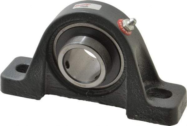 Browning - 1-3/8" ID, 6-3/4" OAL x 3-11/16" OAH Pillow Block - 3,493 Lb Static Cap, 5,782 Lb Dyn Cap, 5" Btw Mnt Hole Ctrs, 1-7/8" Base-to-Ctr Ht, Cast Iron - USA Tool & Supply