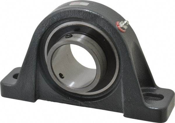 Browning - 2-7/16" ID, 9-1/2" OAL x 5-1/2" OAH Pillow Block - 8,150 Lb Static Cap, 11,789 Lb Dyn Cap, 7-13/32" Btw Mnt Hole Ctrs, 2-11/16" Base-to-Ctr Ht, Cast Iron - USA Tool & Supply
