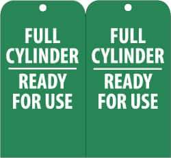 NMC - 3" High x 6" Long, FULL CYLINDER-READY FOR USE, English Safety & Facility Accident Prevention Tag - Tag Header: Notice, 2 Sides, Green & White Unrippable Vinyl - USA Tool & Supply