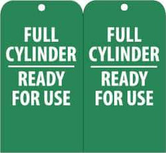 NMC - 3" High x 6" Long, FULL CYLINDER-READY FOR USE, English Safety & Facility Accident Prevention Tag - Tag Header: Notice, 2 Sides, Green & White Unrippable Vinyl - USA Tool & Supply