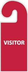 NMC - 8-1/4 Inch High x 3-1/4 Inch Wide, Visitor Parking/Vehicle Hang Tag - 1 Side, Plastic, Red, English - USA Tool & Supply