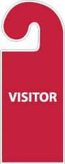 NMC - 8-1/4 Inch High x 3-1/4 Inch Wide, Visitor Parking/Vehicle Hang Tag - 1 Side, Plastic, Red, English - USA Tool & Supply