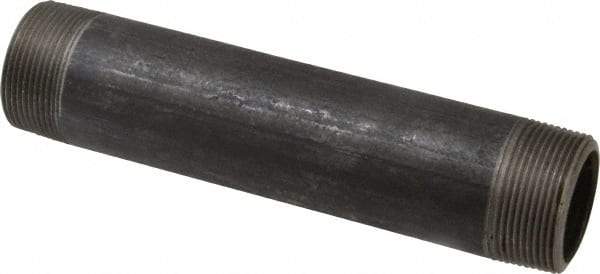 Made in USA - Schedule 80, 1-1/2" Diam x 8" Long Black Pipe Nipple - Threaded - USA Tool & Supply