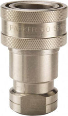 Parker - 1/2 NPTF 303 Stainless Steel Hydraulic Hose Female Pipe Thread Coupler - 1,500 psi, 12 GPM - USA Tool & Supply