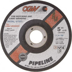 Camel Grinding Wheels - 24 Grit, 4-1/2" Wheel Diam, 1/8" Wheel Thickness, Type 27 Depressed Center Wheel - Coarse Grade, Aluminum Oxide, Resinoid Bond, 13,300 Max RPM - USA Tool & Supply