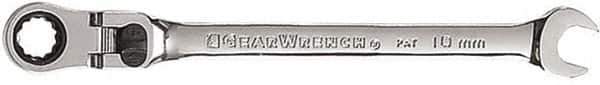 GearWrench - 10mm 12 Point Flexhead Combination Wrench - 6-47/64" OAL, Steel, Full Polish Finish - USA Tool & Supply